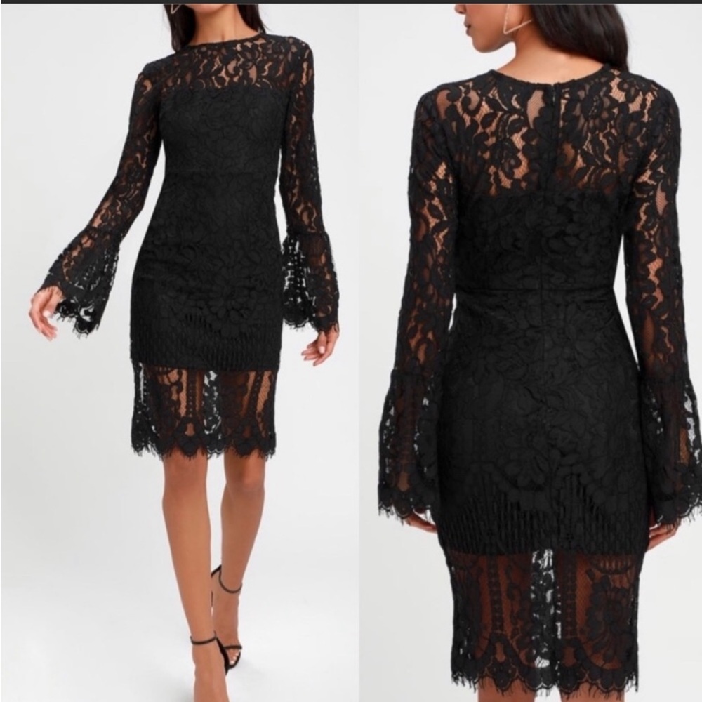 Lulus black lace dress size L (the lace bottom has been shortened 2 inches)